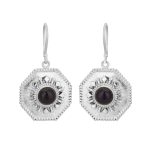 Black Octagonal 92.5 Sterling Silver Dangler Earrings