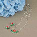 Blossom Beauty 925 Silver Necklace Earrings Set