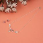 Turquoise Orange Petal Delight 925 Silver Necklace Earrings Set