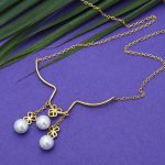 Gold plated delicate 92.5 sterling silver filigree pearl necklace