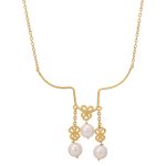 Gold plated delicate 92.5 sterling silver filigree pearl necklace