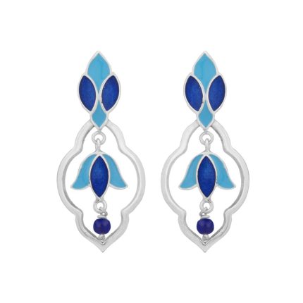 92.5 sterling silver dual shade enamel earrings inspired by taj mahal motifs