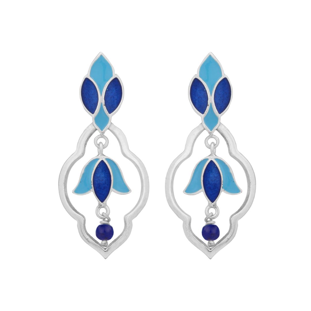 92.5 sterling silver dual shade enamel earrings inspired by taj mahal motifs 92.5 sterling silver dual shade enamel earrings inspired by taj mahal motifs