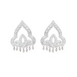 Bead Embellished 92.5 sterling silver mughal style earrings with arabic floral embossed patterns