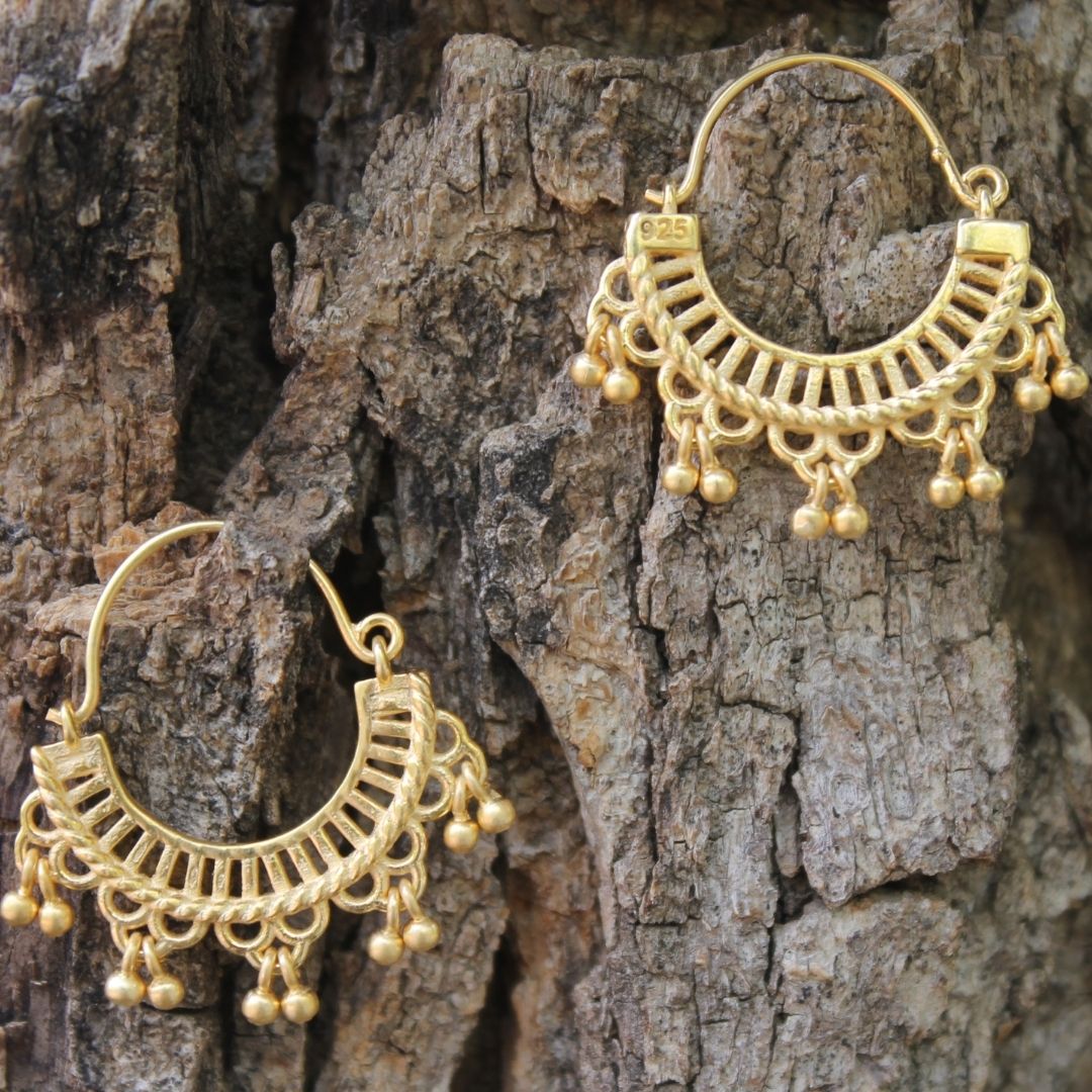 Gold Plated Semi-circular 92.5 Sterling Silver Hoops Gold Plated Semi-circular 92.5 Sterling Silver Hoops