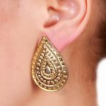 Gold plated floral embossed 92.5 sterling silver earrings