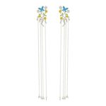 Blue Butterfly 92.5 Sterling silver Shoulder Grazer Earrings