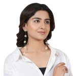 Pink Green Leafy Floral 92.5 Sterling Silver Shoulder Grazer Earrings