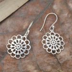 Filigree flower 92.5 sterling silver earrings