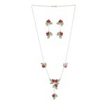 Enchanted Blossoms 925 Silver Necklace Earrings Set