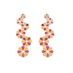92.5 sterling silver zig zag flower earrings with pink yellow enamel