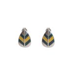 92.5 sterling silver leaf ear studs with yellow and green enamel