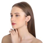 92.5 sterling silver zig zag flower earrings with pink yellow enamel