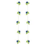 Blue Green Leafy Floral 92.5 Sterling Silver Shoulder Grazer Earrings