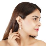 92.5 sterling silver linear geometrical flower earrings with enamel