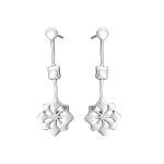 92.5 sterling silver linear geometrical flower earrings with oxidized finish