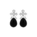 Filigree 92.5 Sterling Silver Black Drop Earrings