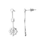 92.5 sterling silver linear geometrical flower earrings with oxidized finish