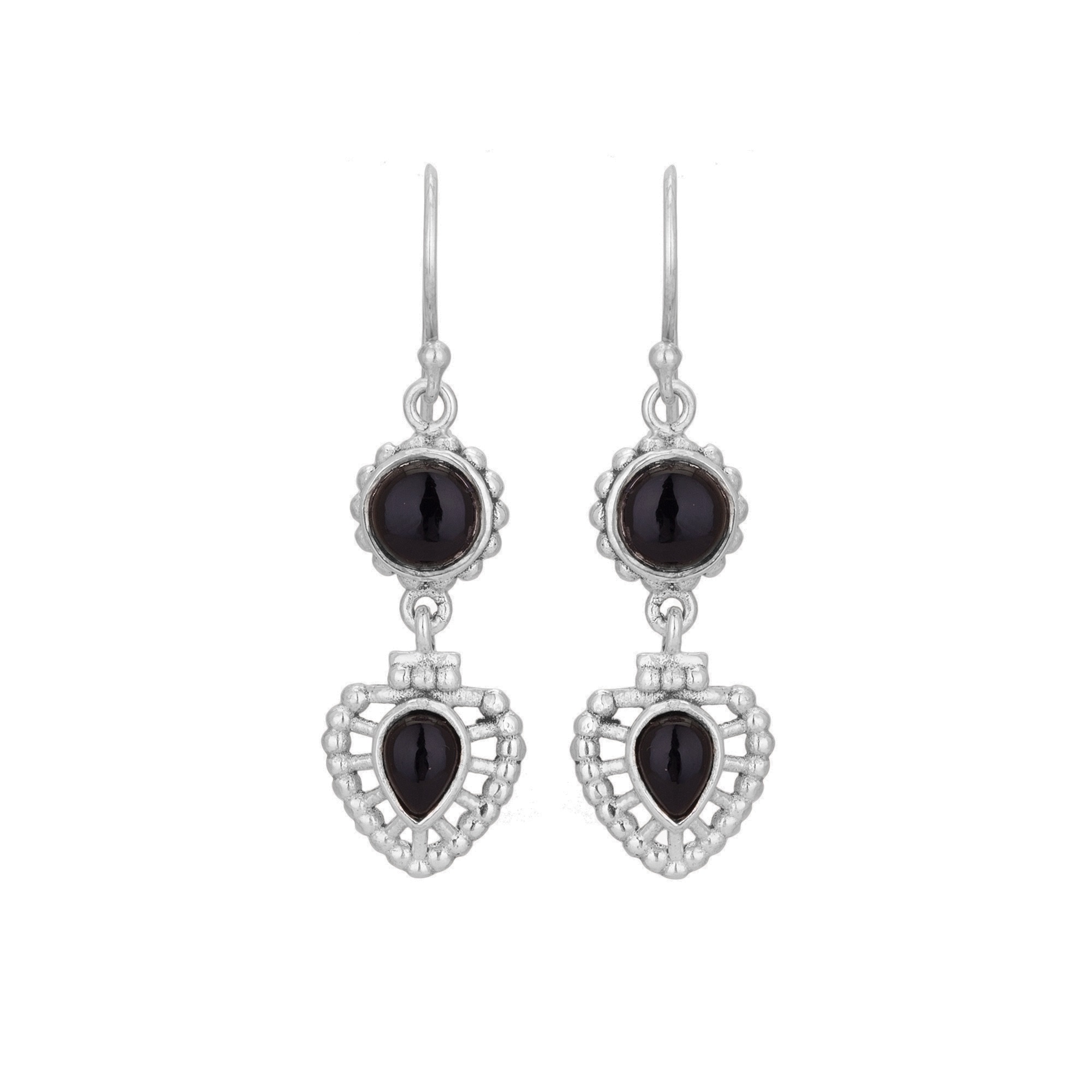 Black 92.5 sterling silver drop earrings Black 92.5 sterling silver drop earrings