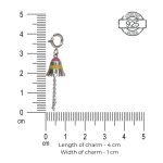 92.5 sterling silver bell charm with pink and yellow enamel