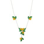 Enchanted Blossoms 925 silver necklace earrings set with yellow green enamel