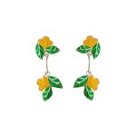 Enchanted Blossoms 92.5 sterling silver necklace earrings set with yellow green enamel
