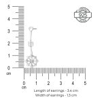 dimensions of 92.5 sterling silver linear geometrical flower earrings with oxidized finish