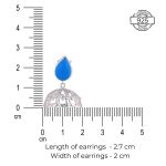 dimensions of 92.5 sterling silver turquoise blue leafy floral jhumkis