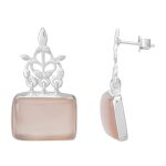 Pink Leafy Flora 92.5 sterling silver earrings