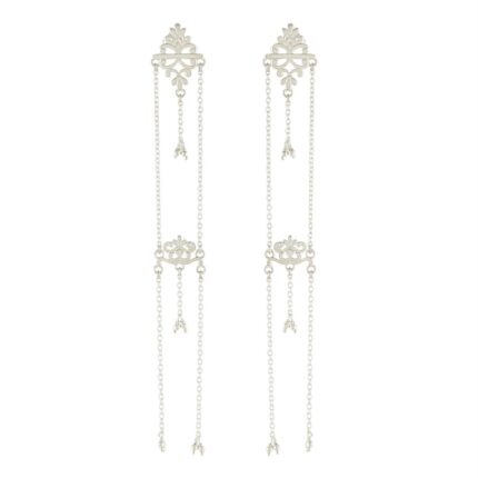 Filigree Dangle 925 Silver Shoulder Grazer Earrings