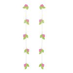 Pink Green Leafy Floral 92.5 Sterling Silver Shoulder Grazer Earrings