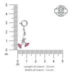 92.5 sterling silver flower charm with pink enamel