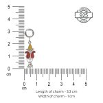 Dimensions of 92.5 sterling silver Kalash Charm with red and yellow enamel