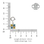 Dimensions of 92.5 sterling silver rangoli charm with turquoise blue and yellow enamel
