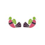 Bird 92.5 sterling silver ear studs with pink purple enamel