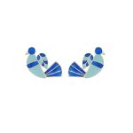 Bird 92.5 sterling silver ear studs with blue enamel