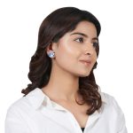 Bird 92.5 sterling silver ear studs with blue enamel