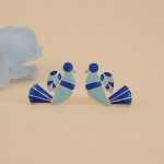 Bird 92.5 sterling silver ear studs with blue enamel