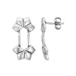 92.5 sterling silver half flower earring with oxidized finish