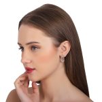 92.5 sterling silver half flower earring with oxidized finish