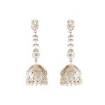 Delicate Leafy Dangle 92.5 Sterling Silver Jhumkis