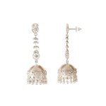 Delicate Leafy Dangle 92.5 Sterling Silver Jhumkis