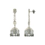 Delicate Leafy Dangle 92.5 Sterling Silver Oxidized Jhumkis