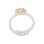 Tiny Flower 92.5 sterling silver ring with pink and yellow enamel