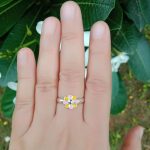Tiny Flower 92.5 sterling silver ring with pink and yellow enamel