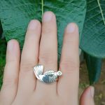 Bird 92.5 sterling silver ring with oxidized finish