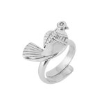 Bird 92.5 sterling silver ring with oxidized finish