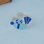 Bird 92.5 Sterling silver ring with blue enamel