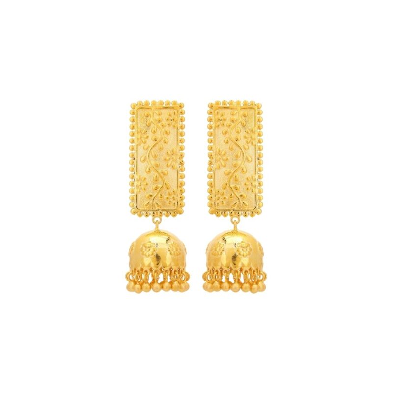 Gold Plated classic floral embossed 92.5 sterling silver jhumkis