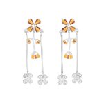 92.5 sterling silver floral dangle earrings with enamel